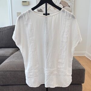 Olsen White Embroidered Short Sleeve Blouse